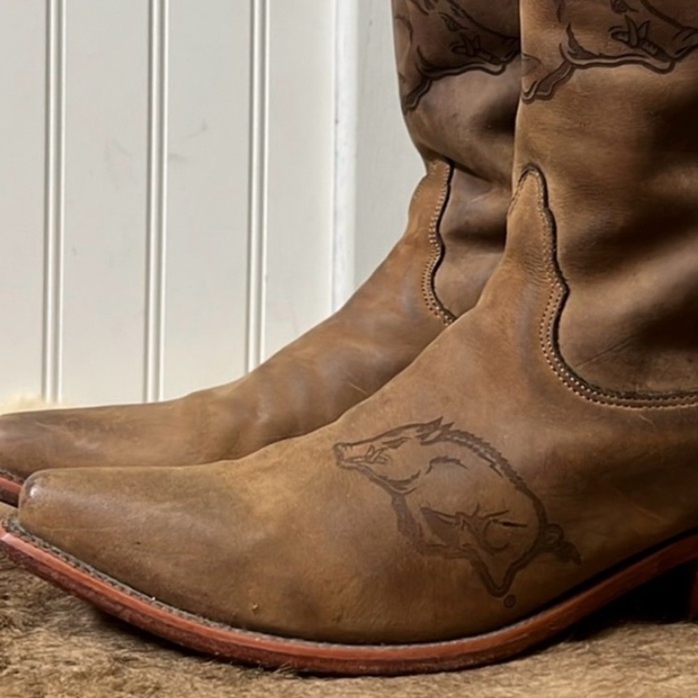 Nocona Arkansas Razorbacks LDARK11 Leather Cowboy Boots 9.5 B Western